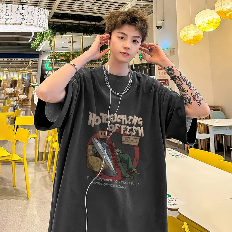 Men Black Graphic T-Shirt Loose Fit Summer Wear - Image 3