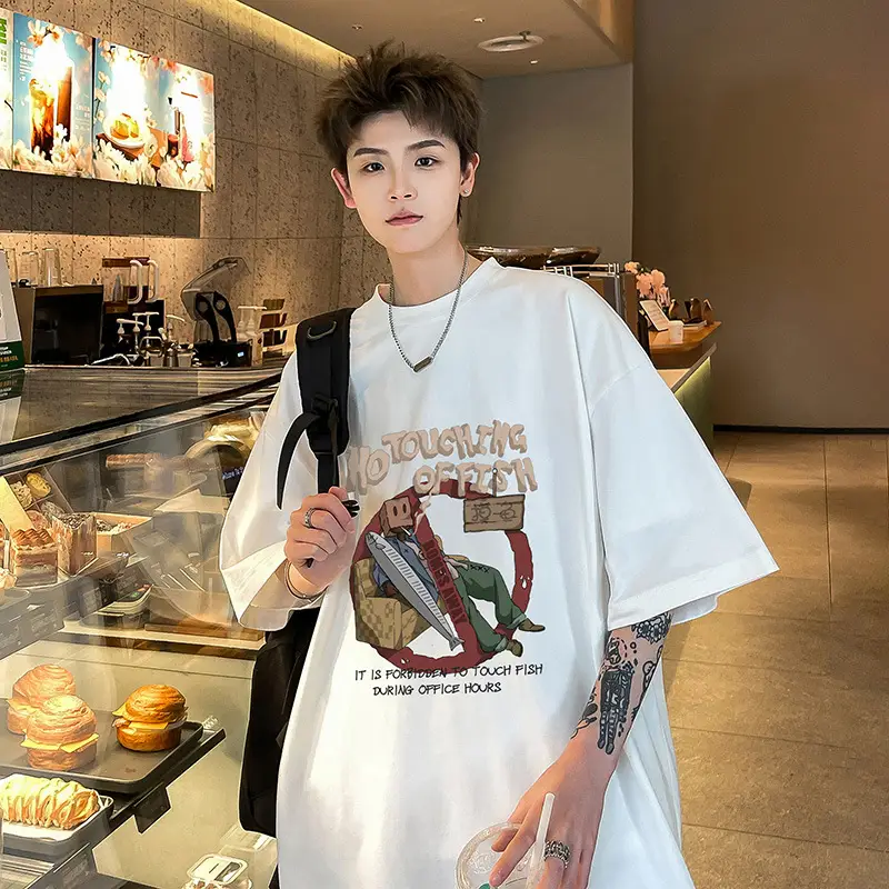 Men Black Graphic T-Shirt Loose Fit Summer Wear - Image 2