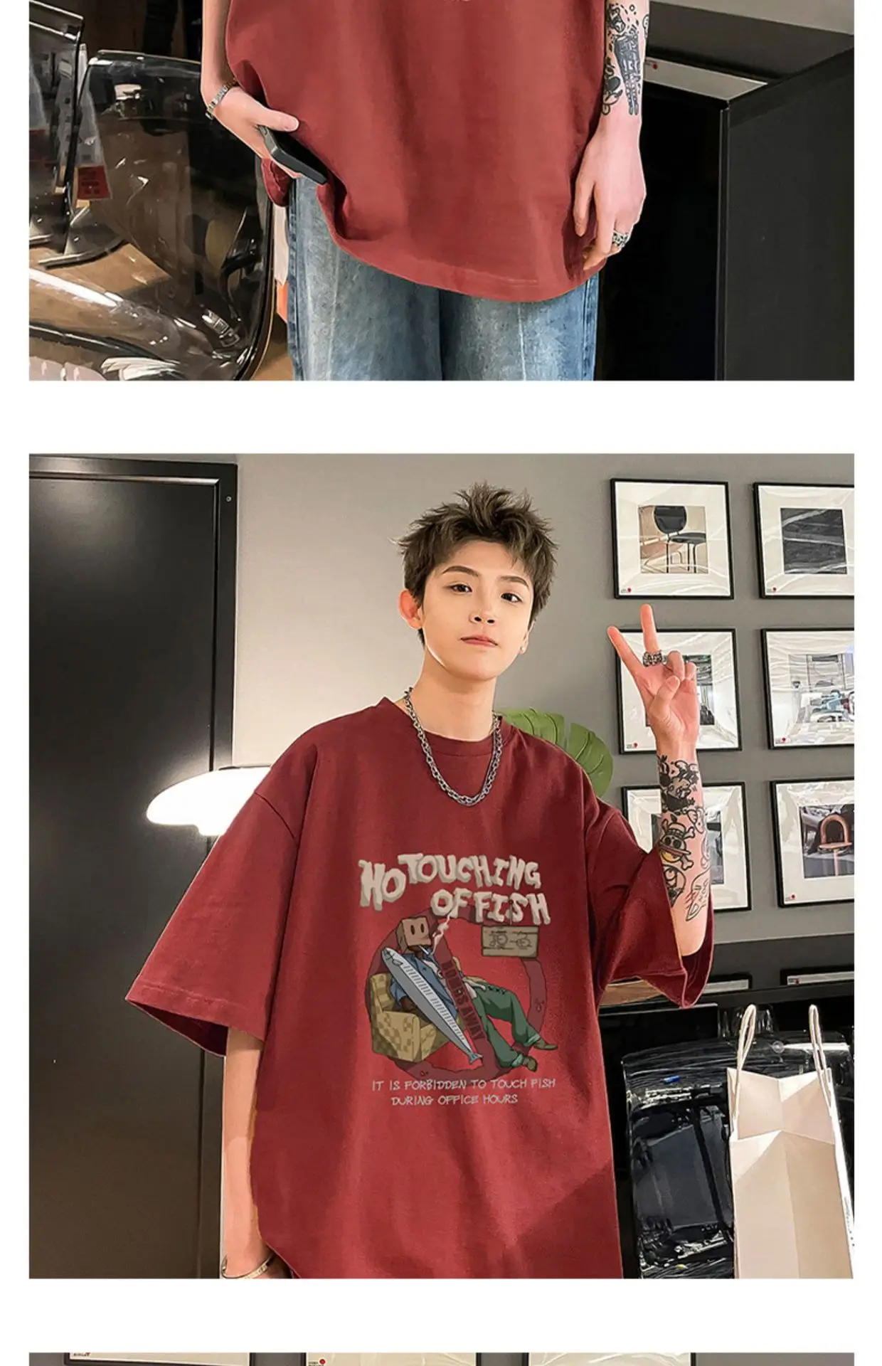 Men Black Graphic T-Shirt Loose Fit Summer Wear — feature 12