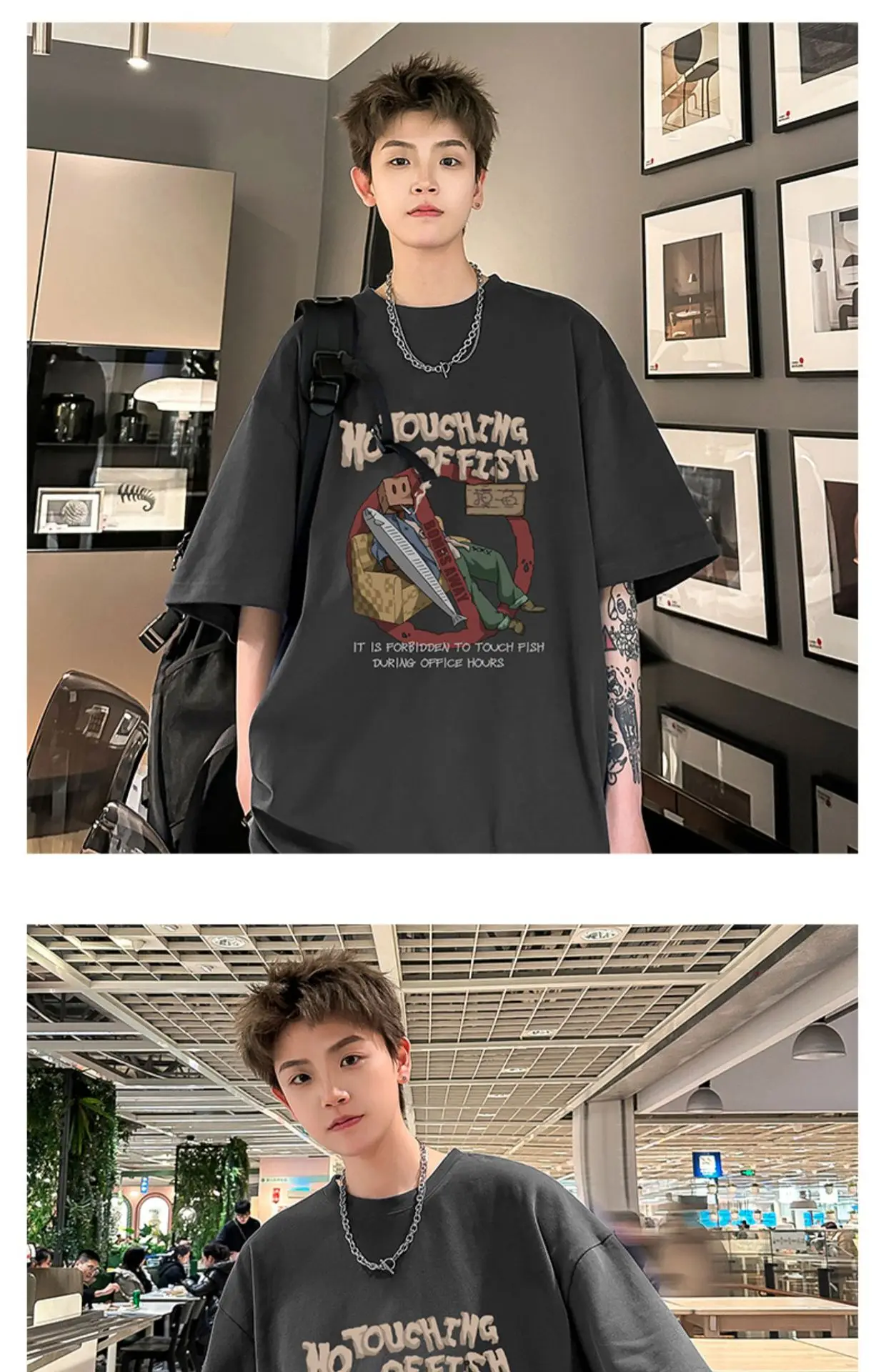 Men Black Graphic T-Shirt Loose Fit Summer Wear — feature 15