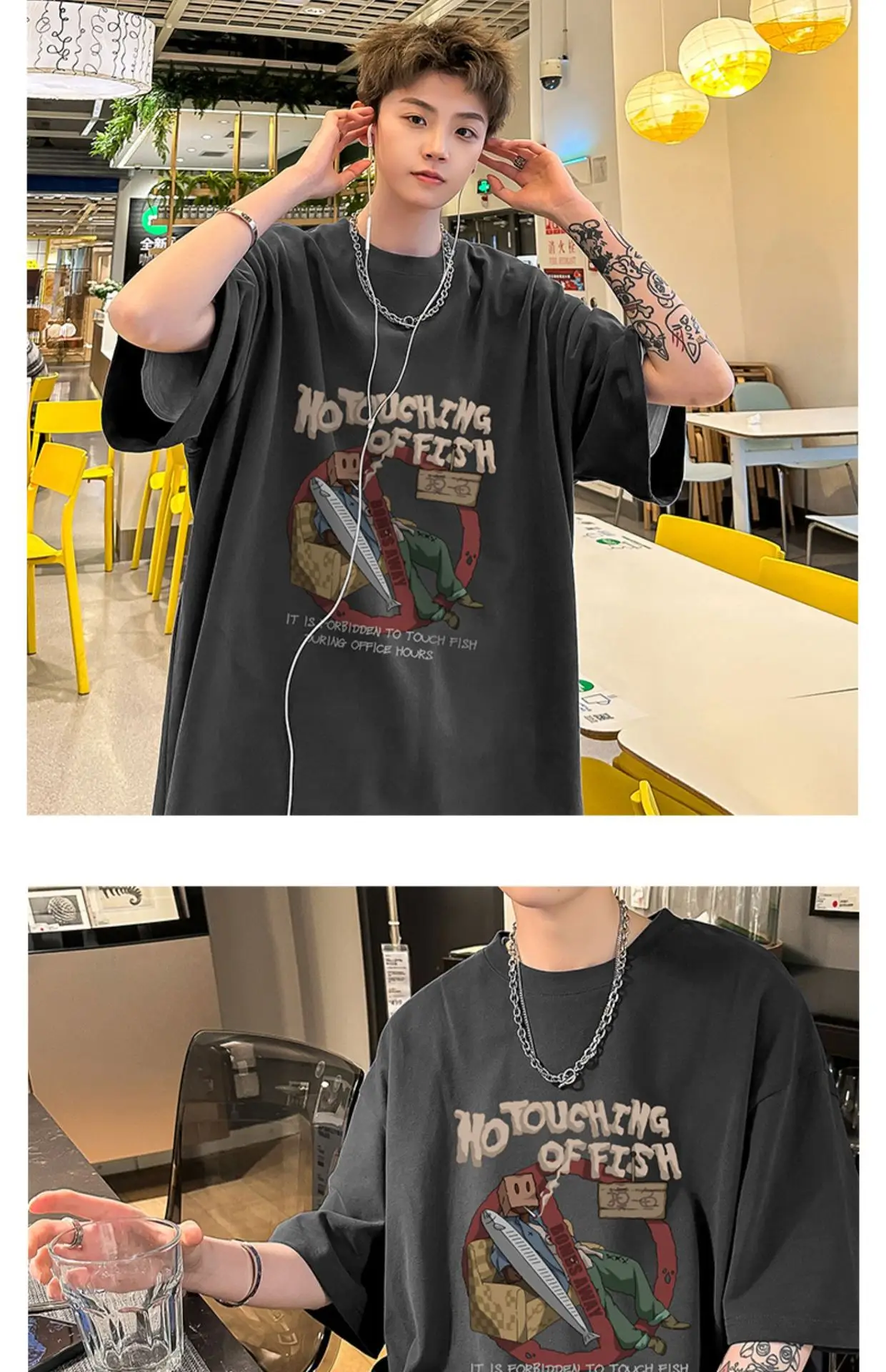 Men Black Graphic T-Shirt Loose Fit Summer Wear — feature 17