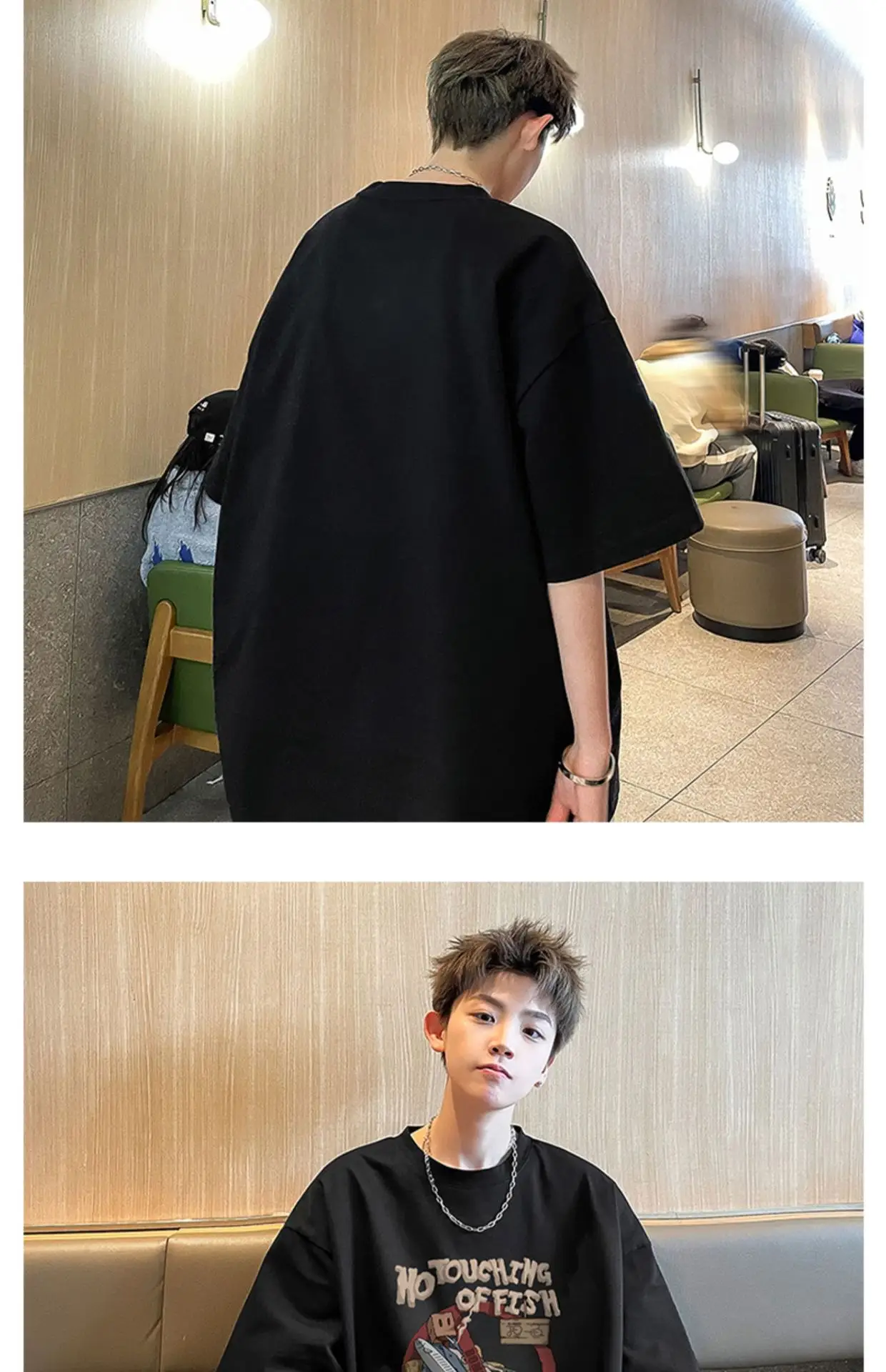 Men Black Graphic T-Shirt Loose Fit Summer Wear — feature 5