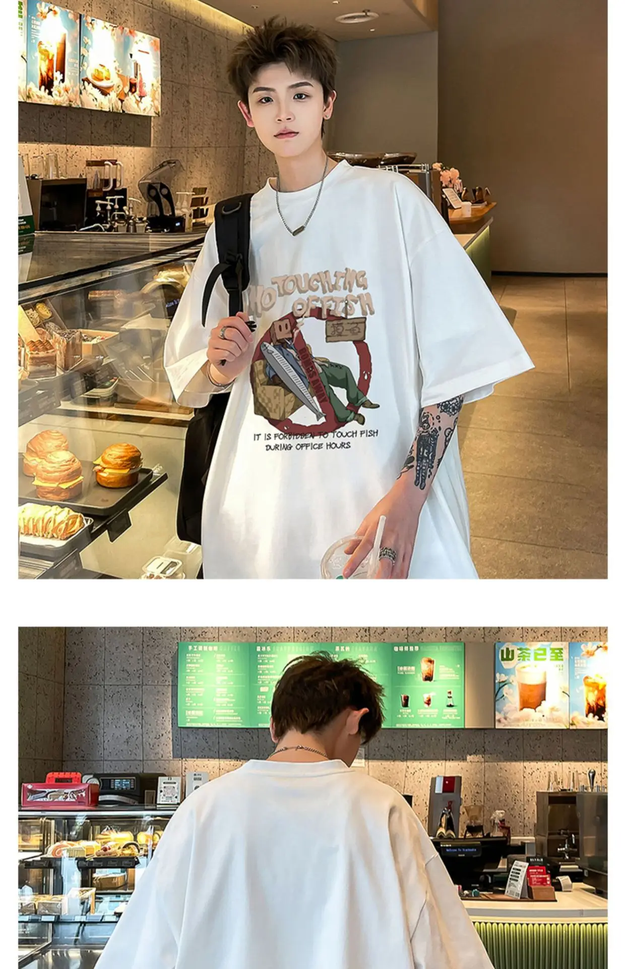 Men Black Graphic T-Shirt Loose Fit Summer Wear — feature 9
