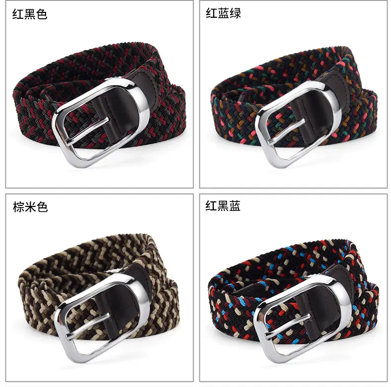 Unisex Braided Belt Punch Free Elastic All Match — feature 14