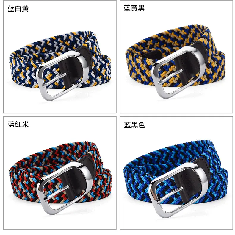 Unisex Braided Belt Punch Free Elastic All Match — feature 15