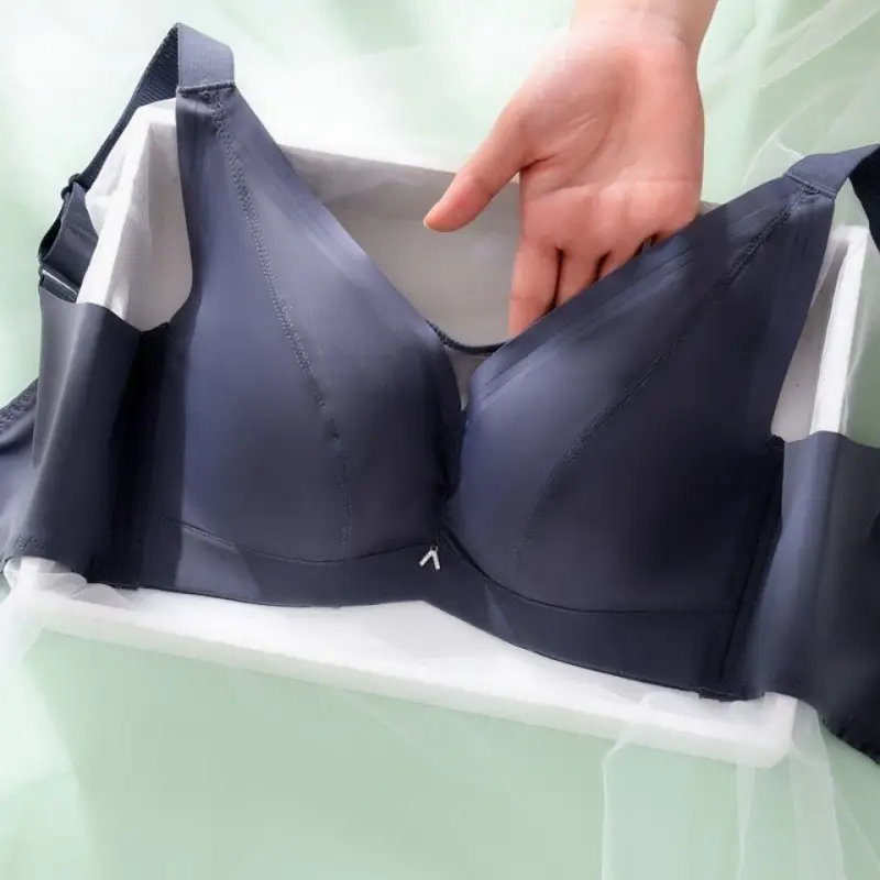 Anti-sagging Steel Ring Smoothed Surface Seamless Latex Underwear Women's Thin Large Chest Shrunken Large Size Chubby Women's Bra