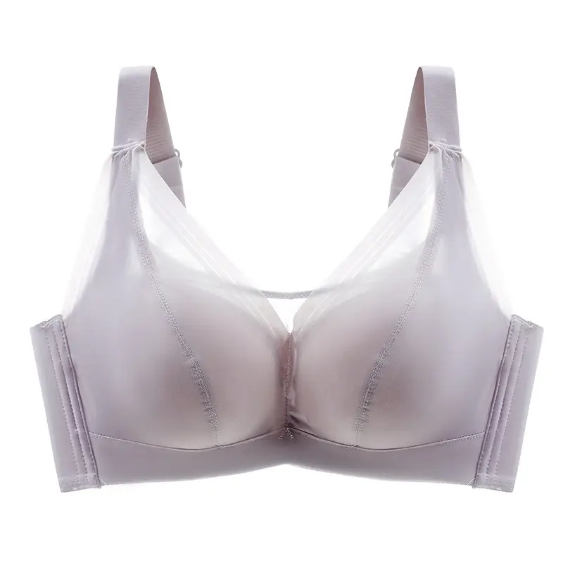 Anti-sagging Steel Ring Smoothed Surface Seamless Latex Underwear Women's Thin Large Chest Shrunken Large Size Chubby Women's Bra