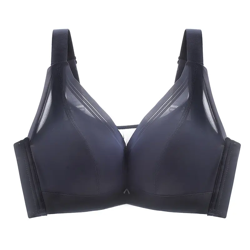 Anti-sagging Steel Ring Smoothed Surface Seamless Latex Underwear Women's Thin Large Chest Shrunken Large Size Chubby Women's Bra