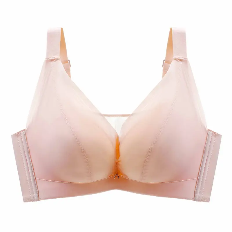 Anti-sagging Steel Ring Smoothed Surface Seamless Latex Underwear Women's Thin Large Chest Shrunken Large Size Chubby Women's Bra