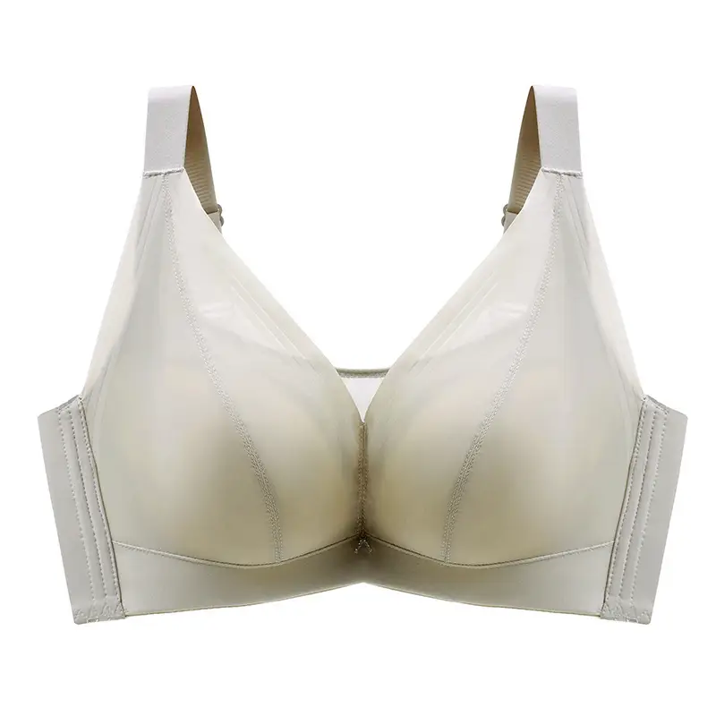Anti-sagging Steel Ring Smoothed Surface Seamless Latex Underwear Women's Thin Large Chest Shrunken Large Size Chubby Women's Bra