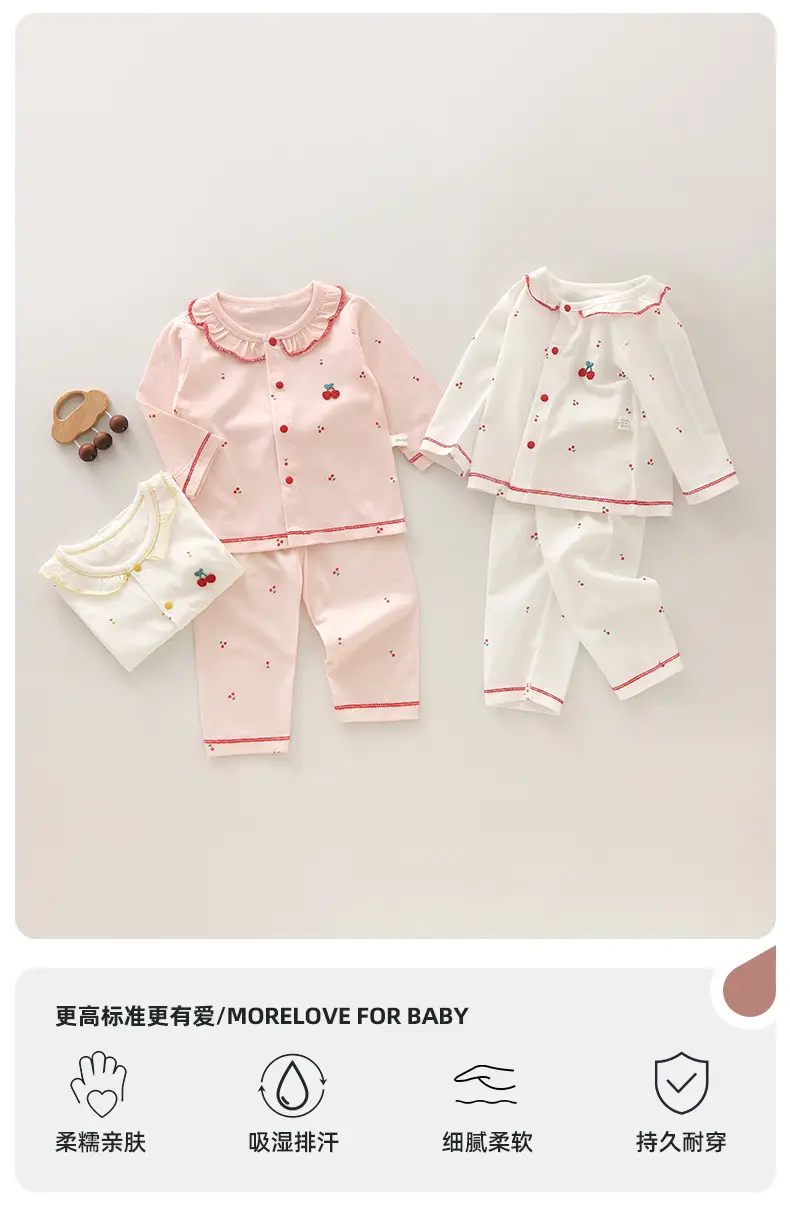 Baby Summer Clothes Baby Girl's Two-Piece Air-Conditioned Clothing Category A Pure Cotton Pajamas Neonatal Underwear suit Thin — feature 3