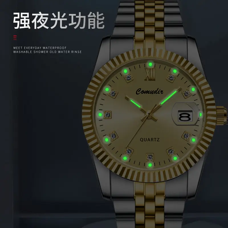 Couple Watches Gold Silver Luminous Calendar Waterproof - Image 8