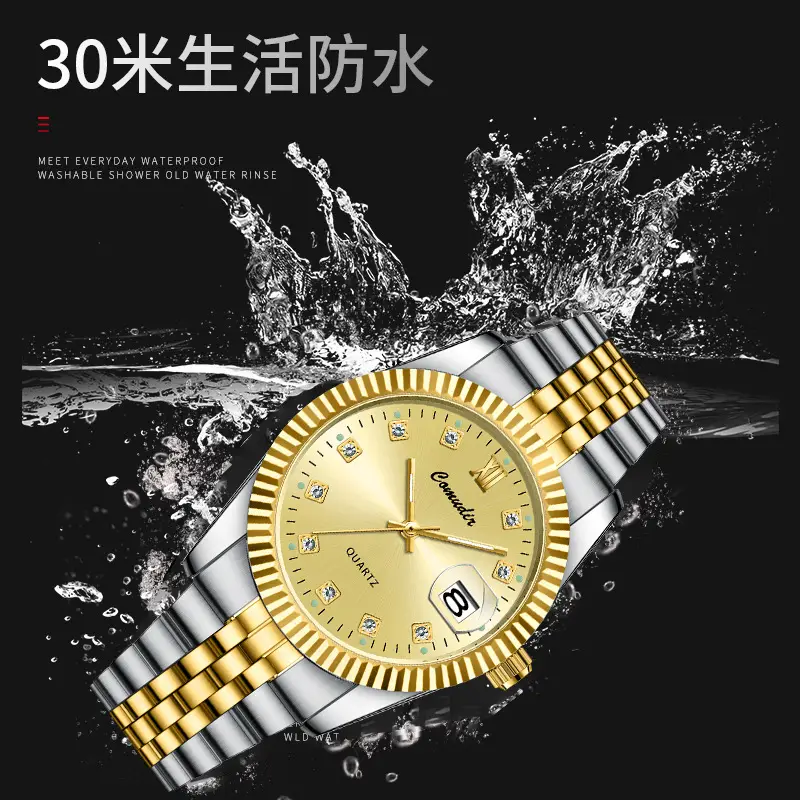 Couple Watches Gold Silver Luminous Calendar Waterproof - Image 9