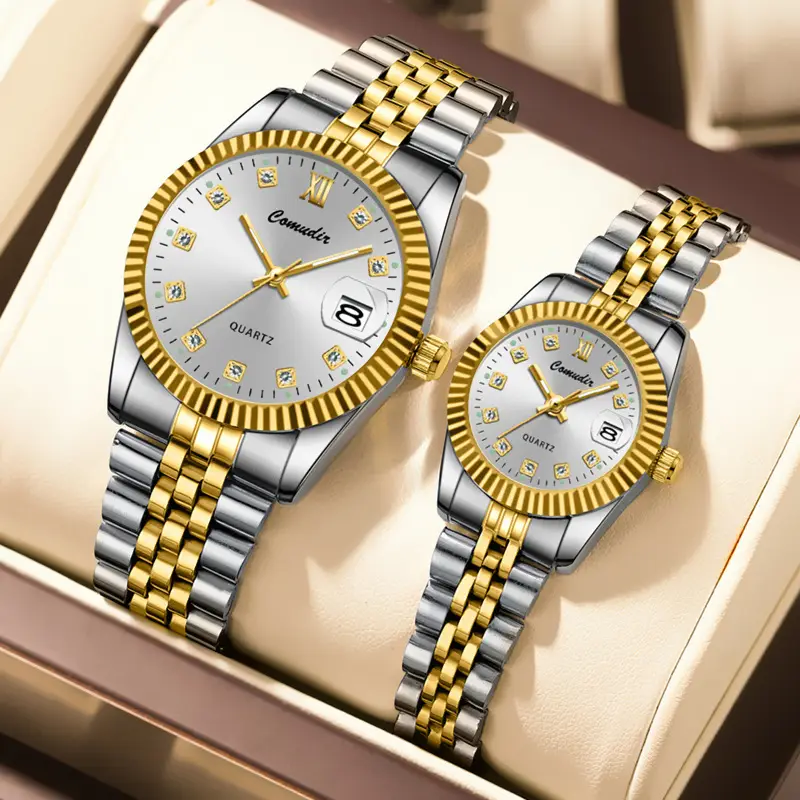Couple Watches Gold Silver Luminous Calendar Waterproof - Image 10
