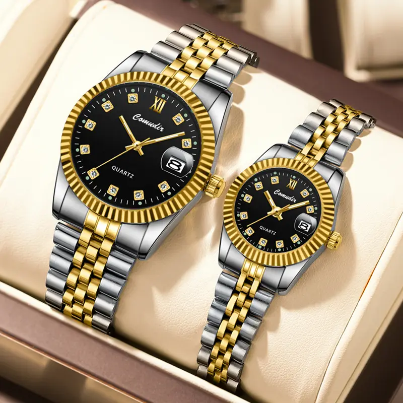Couple Watches Gold Silver Luminous Calendar Waterproof — feature 5