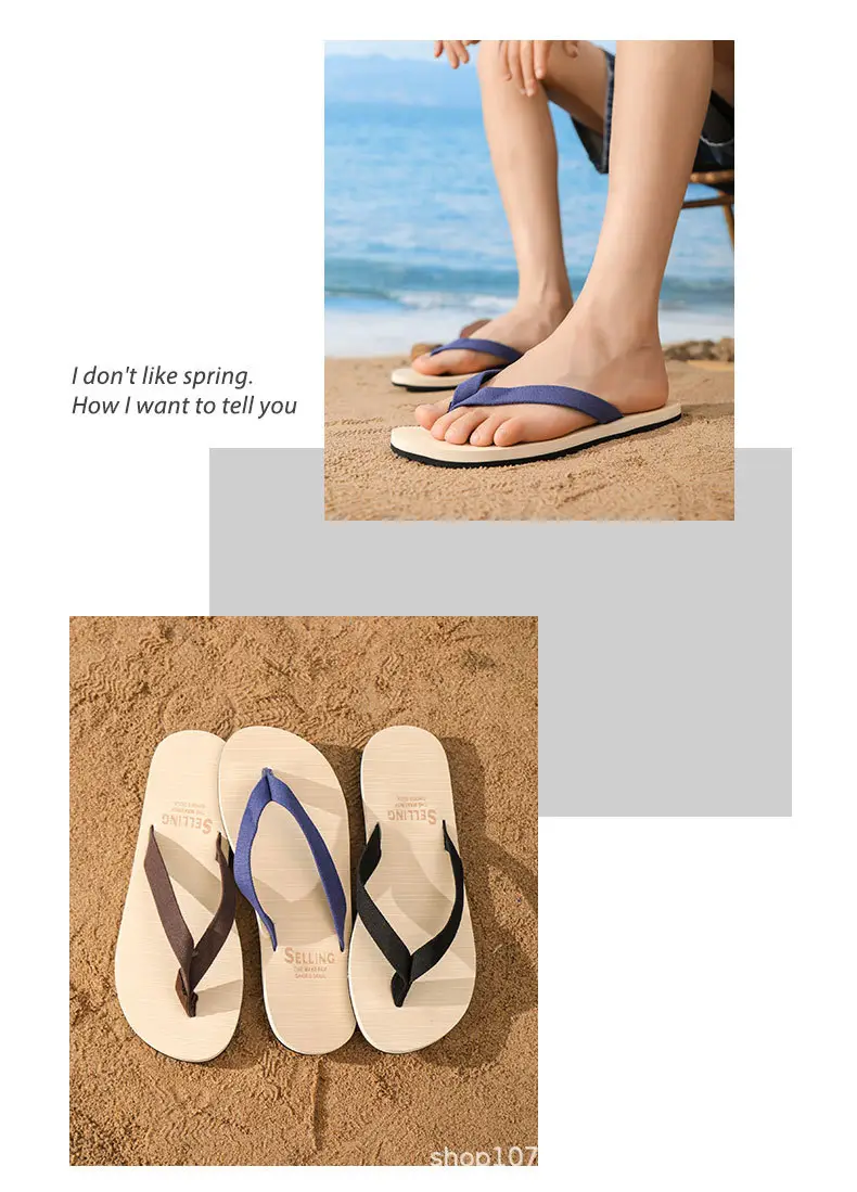 Men's Anti-Slip Rubber Flip Flops Beach Brown — feature 10
