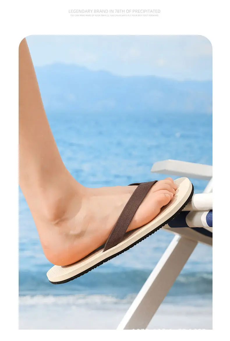 Men's Anti-Slip Rubber Flip Flops Beach Brown — feature 14