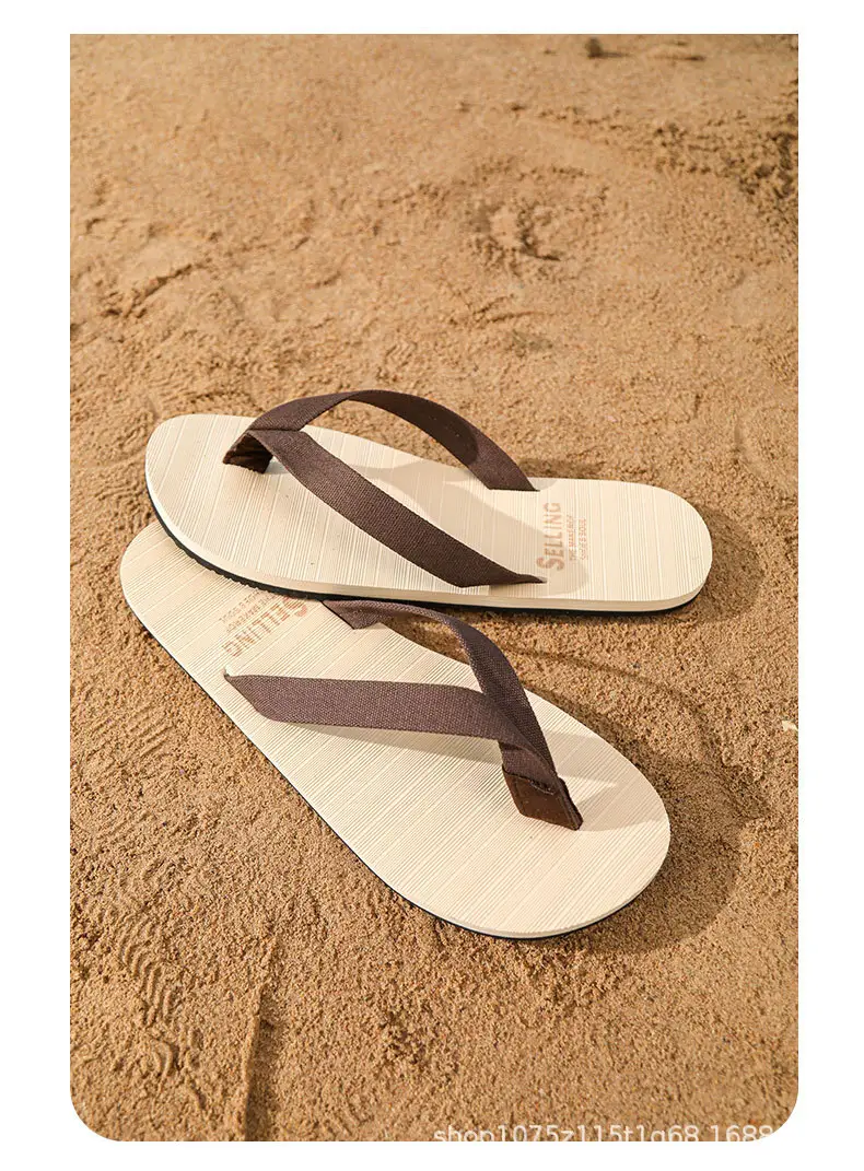 Men's Anti-Slip Rubber Flip Flops Beach Brown — feature 16