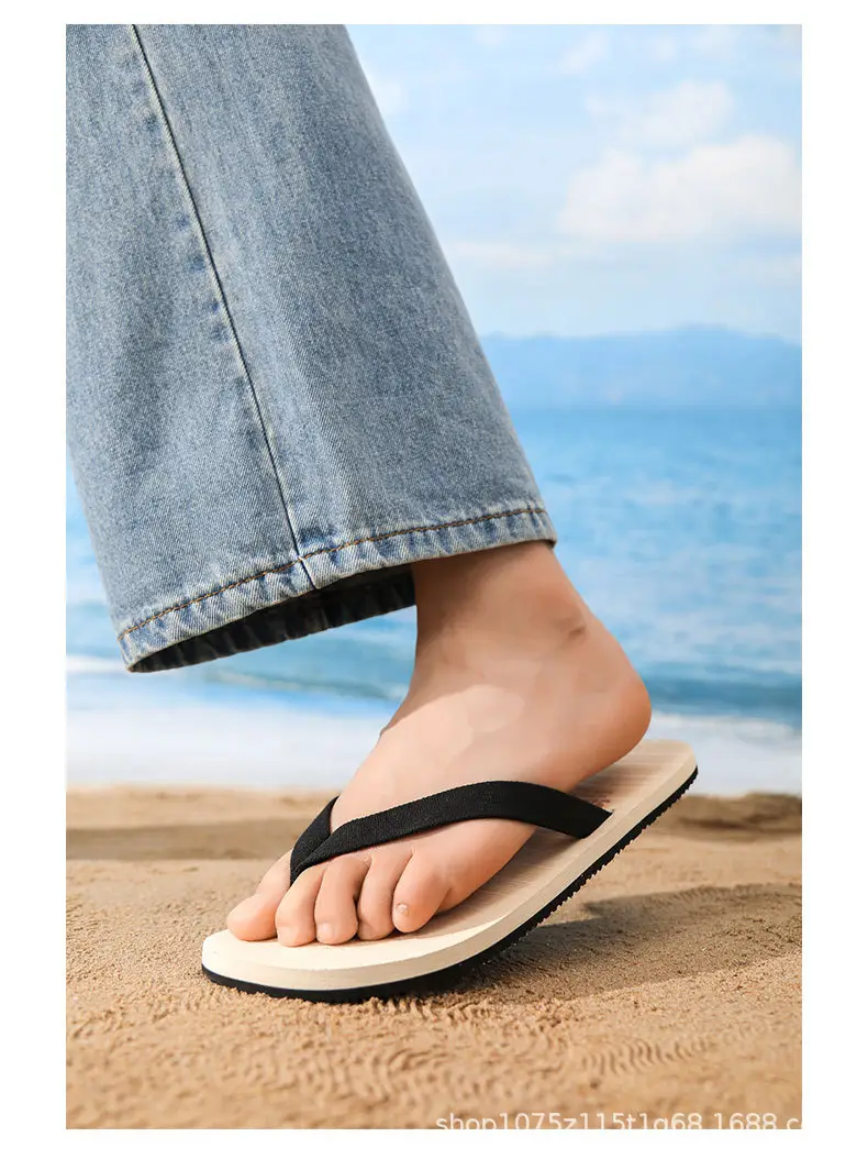 Men's Anti-Slip Rubber Flip Flops Beach Brown — feature 19