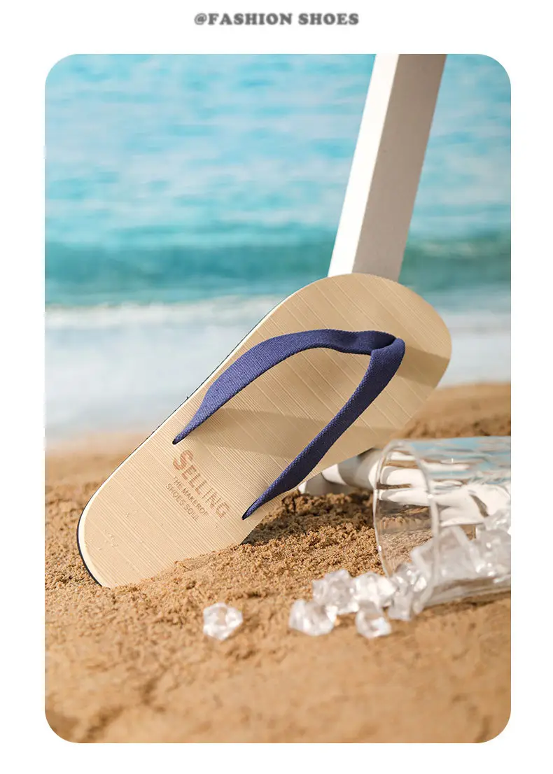 Men's Anti-Slip Rubber Flip Flops Beach Brown — feature 20