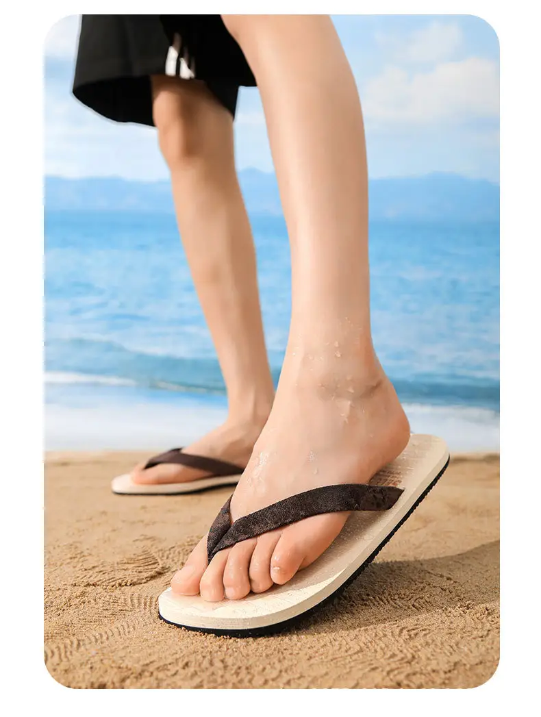 Men's Anti-Slip Rubber Flip Flops Beach Brown — feature 22
