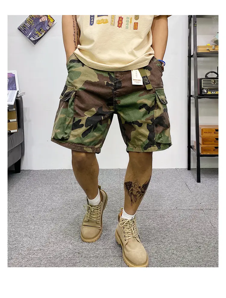 Men Camouflage Multi-Pocket Shorts Summer Wear — feature 4