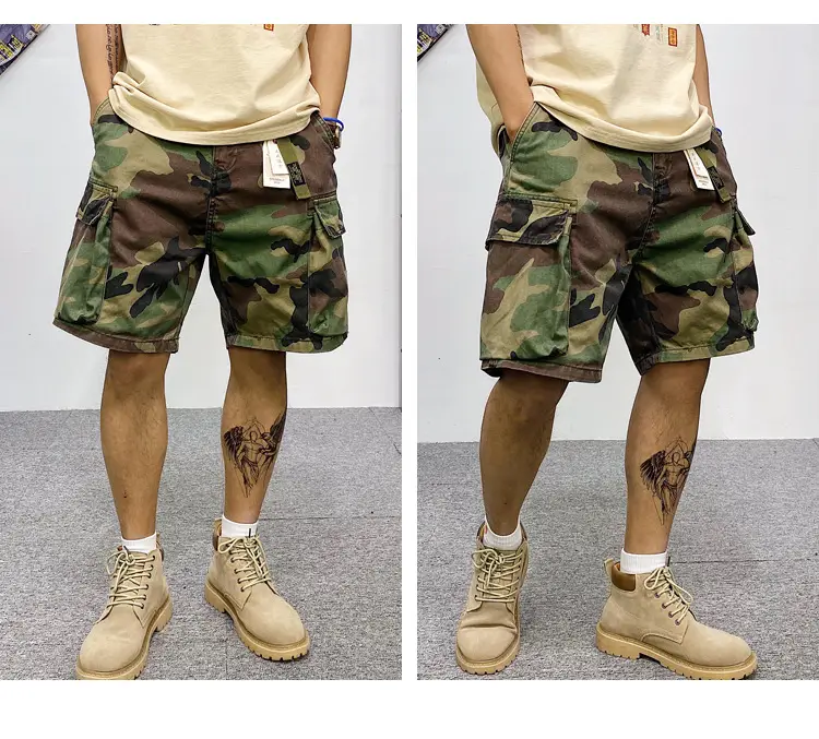 Men Camouflage Multi-Pocket Shorts Summer Wear — feature 5