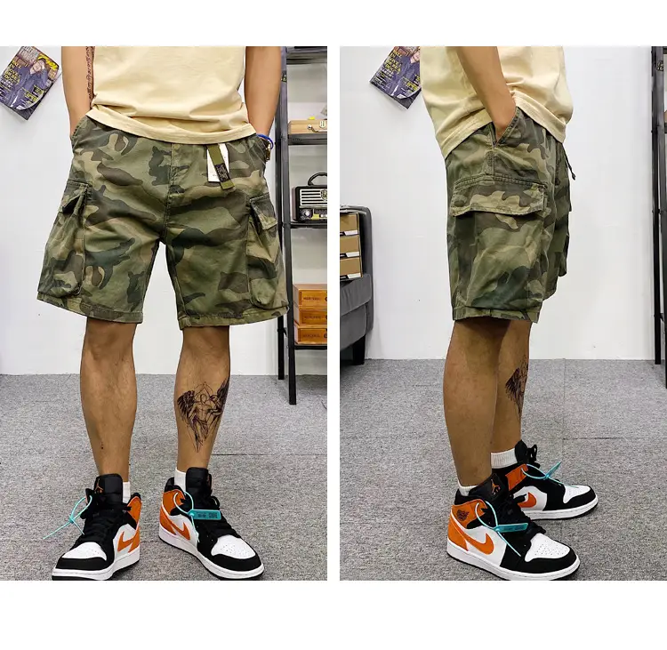 Men Camouflage Multi-Pocket Shorts Summer Wear — feature 7