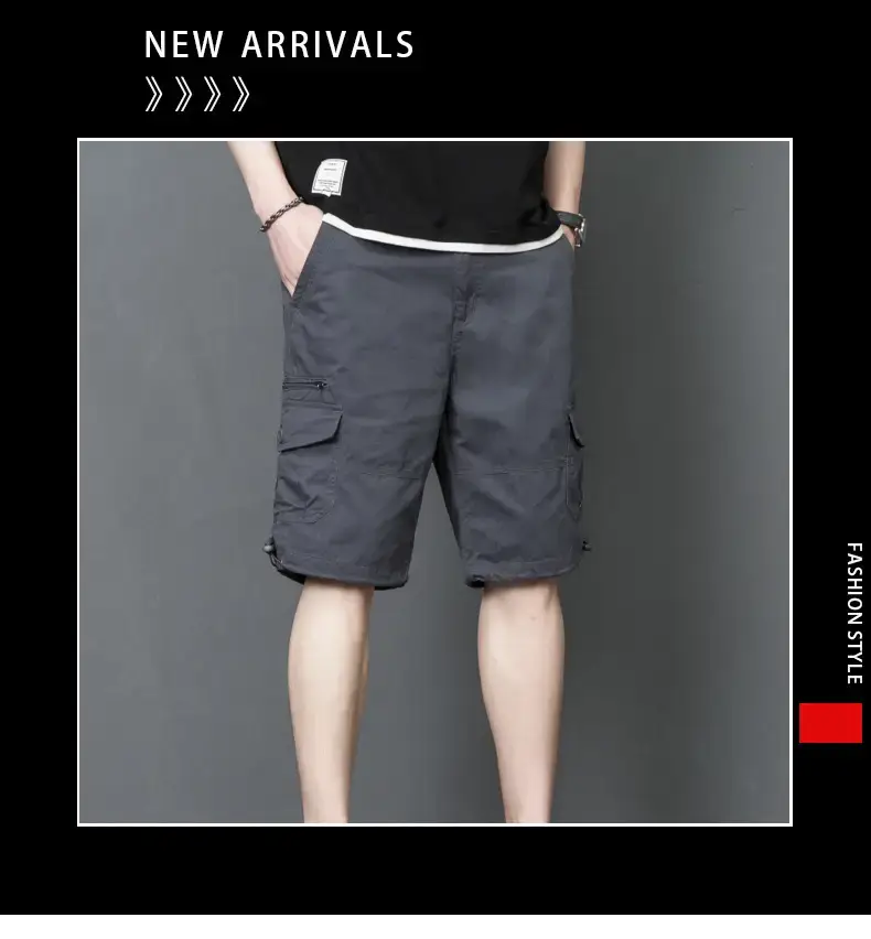 Men's Tan Multi-Pocket Cargo Shorts Mid-Length — feature 1