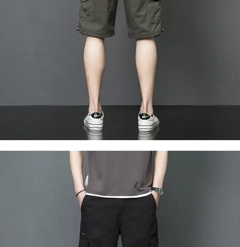 Men's Tan Multi-Pocket Cargo Shorts Mid-Length — feature 13