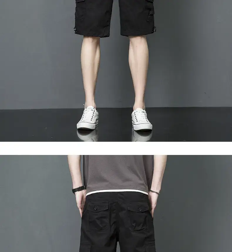 Men's Tan Multi-Pocket Cargo Shorts Mid-Length — feature 14