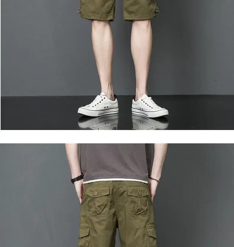 Men's Tan Multi-Pocket Cargo Shorts Mid-Length — feature 6