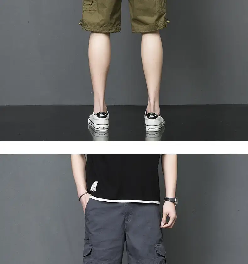 Men's Tan Multi-Pocket Cargo Shorts Mid-Length — feature 7