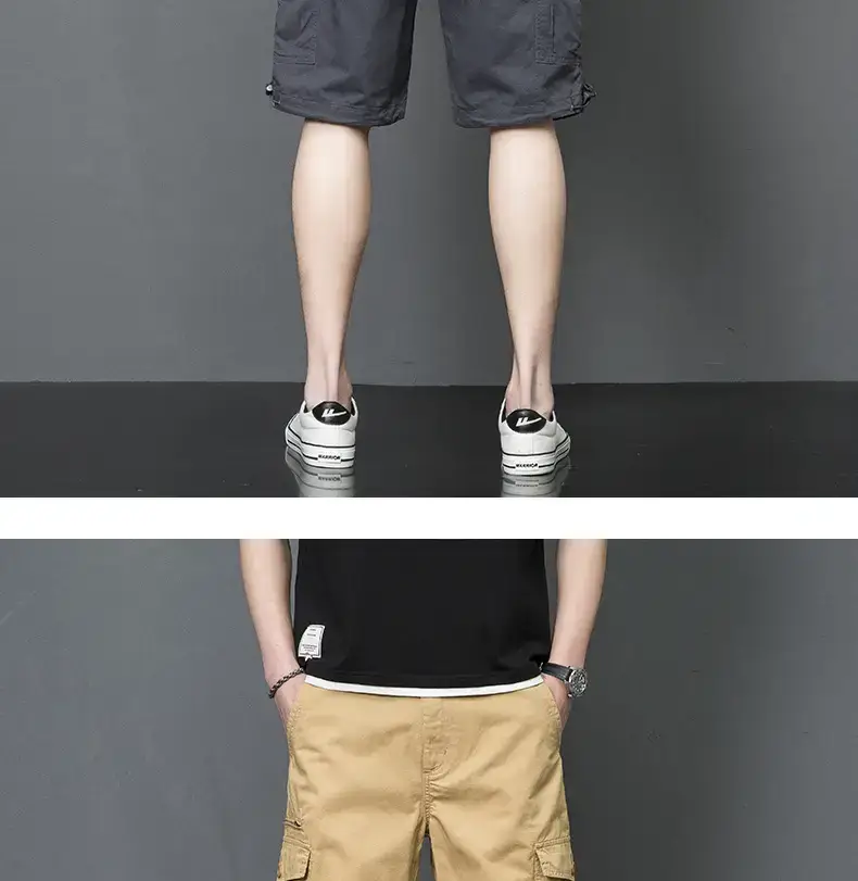 Men's Tan Multi-Pocket Cargo Shorts Mid-Length — feature 9