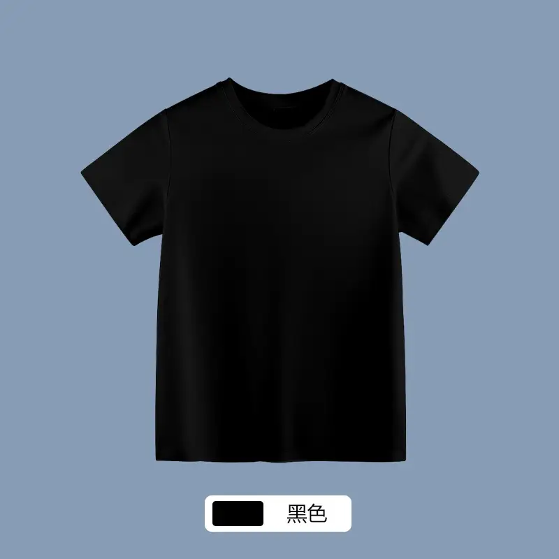 Children's Pure Cotton Black T-Shirt Round Neck Half Sleeve - Image 12