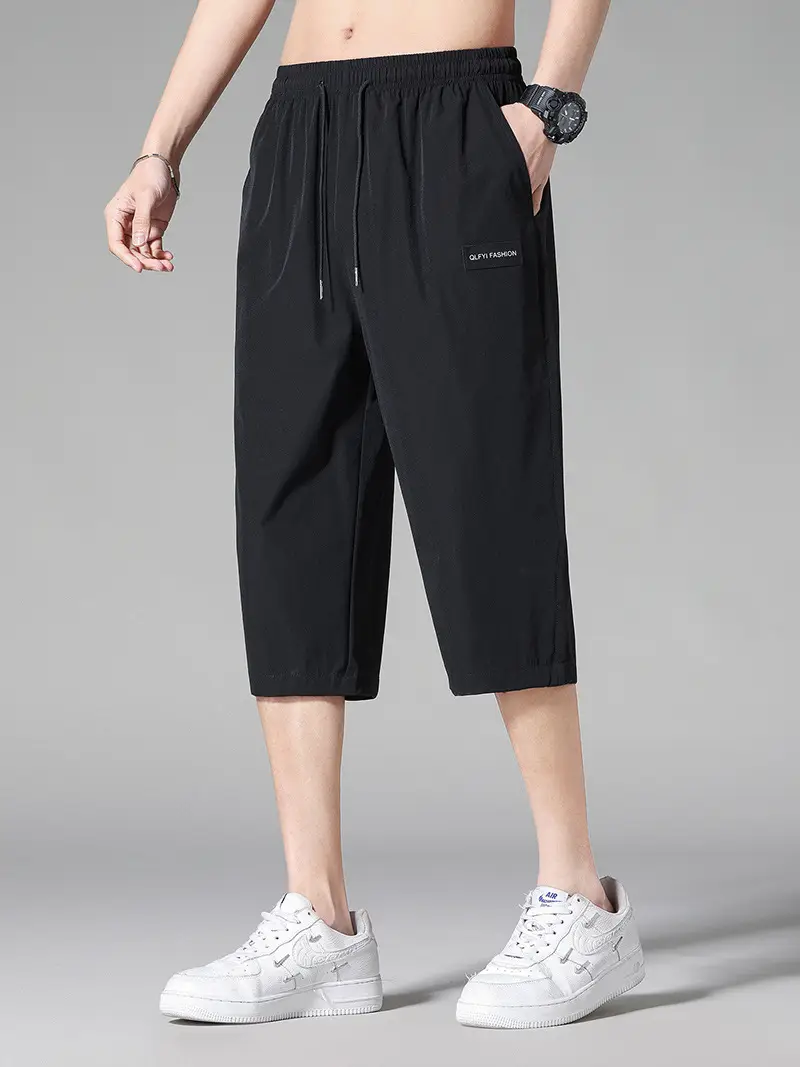 Men's Black Ice Silk 3/4 Capri Shorts - Image 3