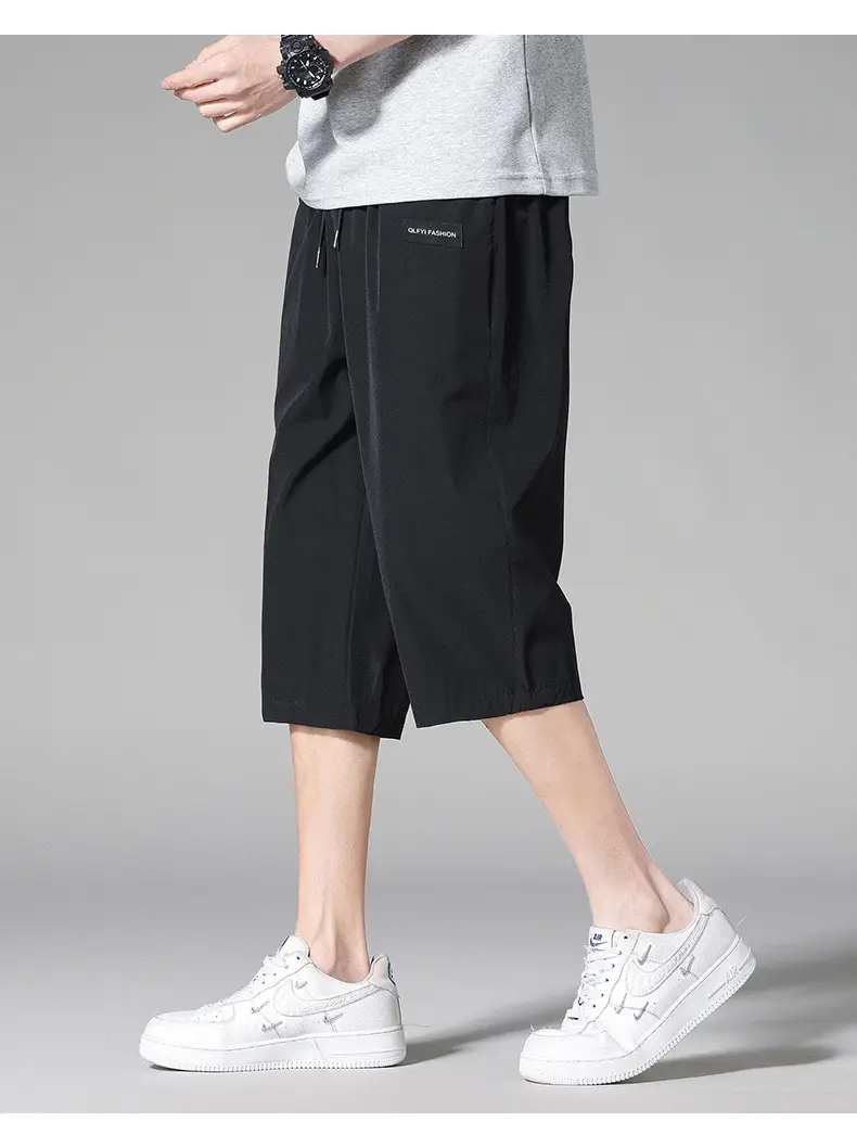 Men's Black Ice Silk 3/4 Capri Shorts — feature 13