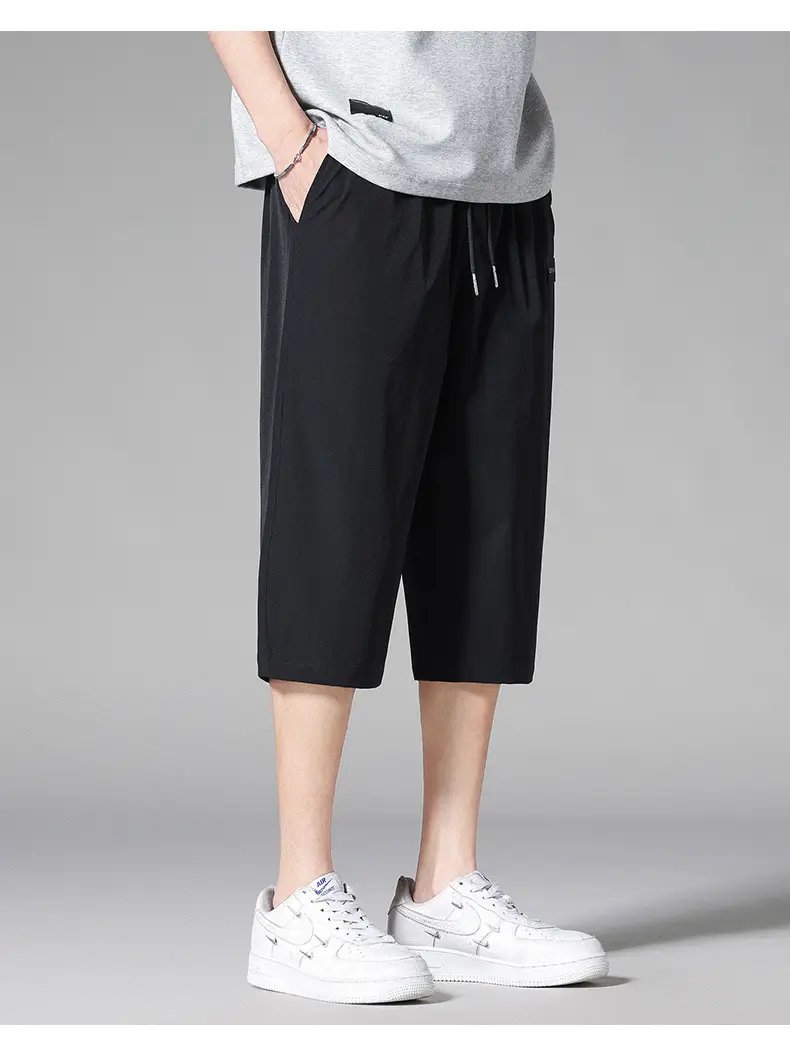 Men's Black Ice Silk 3/4 Capri Shorts — feature 14