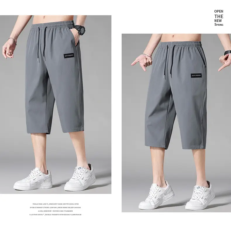 Men's Black Ice Silk 3/4 Capri Shorts — feature 16
