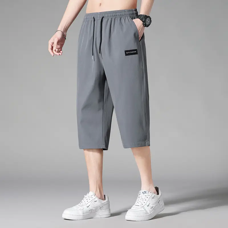 Men's Black Ice Silk 3/4 Capri Shorts - Image 2