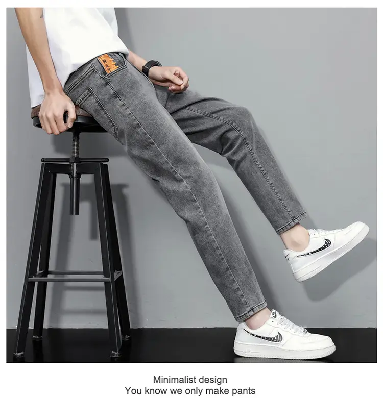 Men's Light Blue Ripped Nine Jeans Slim Fit — feature 13