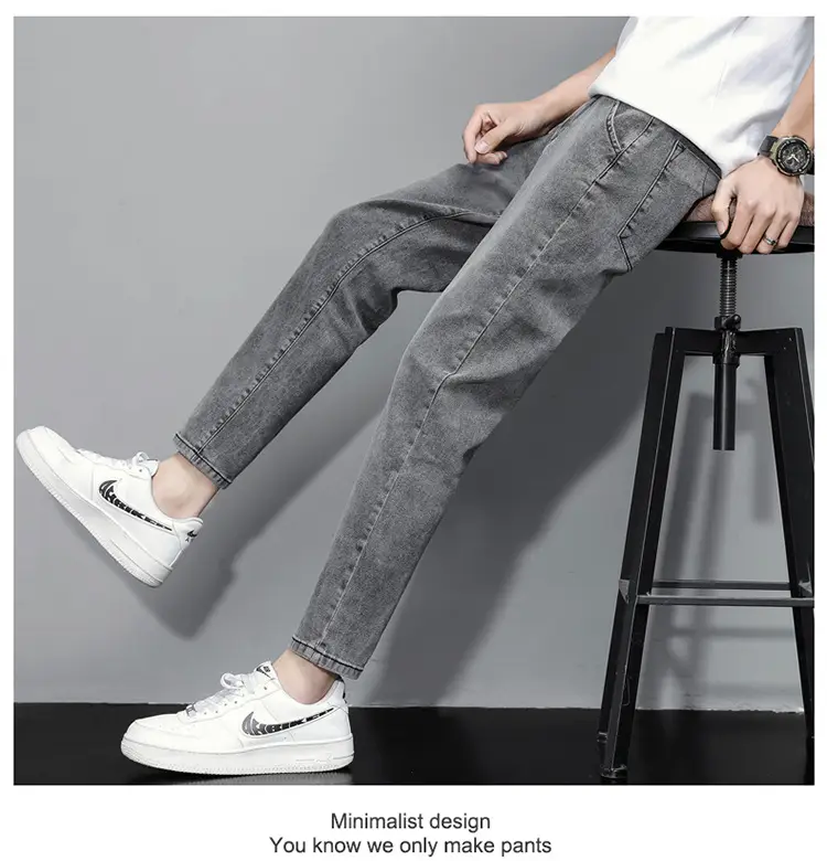 Men's Light Blue Ripped Nine Jeans Slim Fit — feature 37