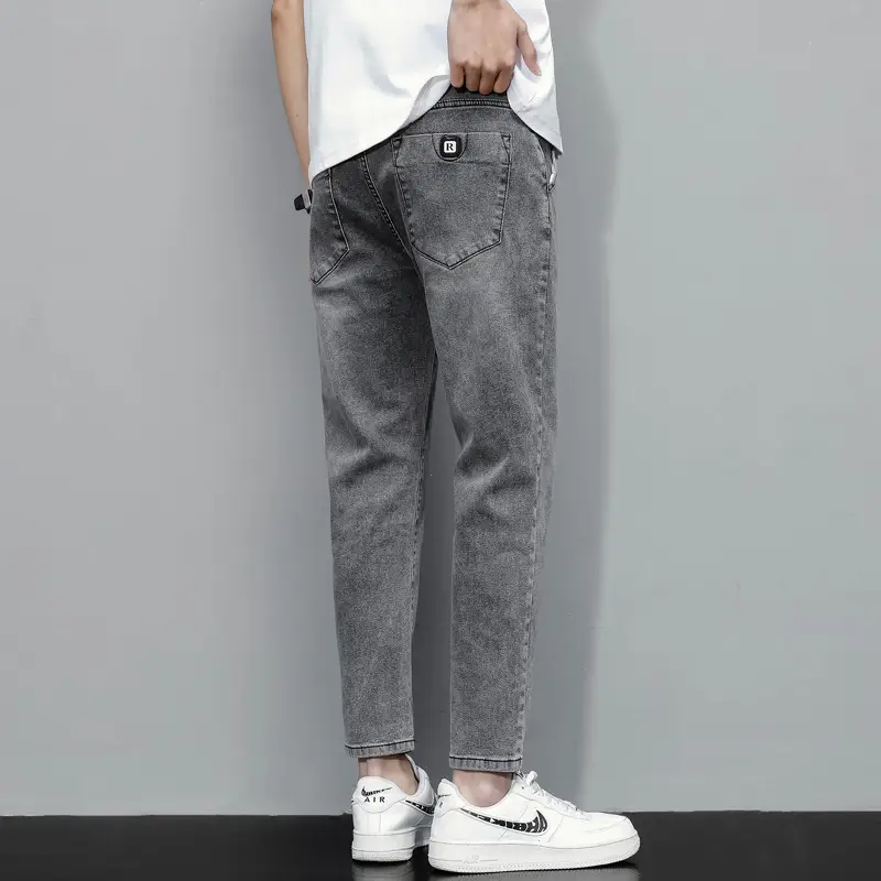 Men's Light Blue Ripped Nine Jeans Slim Fit