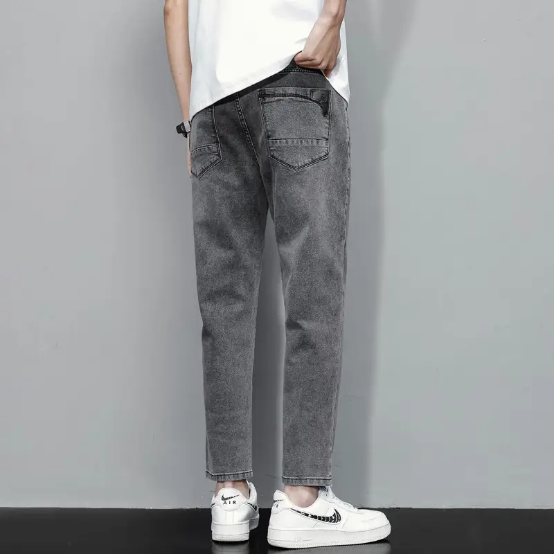 Men's Light Blue Ripped Nine Jeans Slim Fit