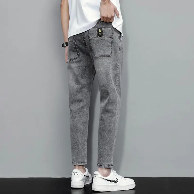 Men's Light Blue Ripped Nine Jeans Slim Fit
