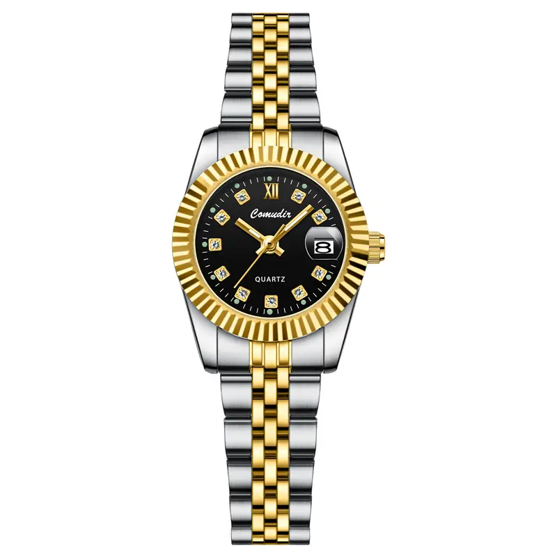 Couple Watches Gold Silver Quartz Calendar Pair - Image 2