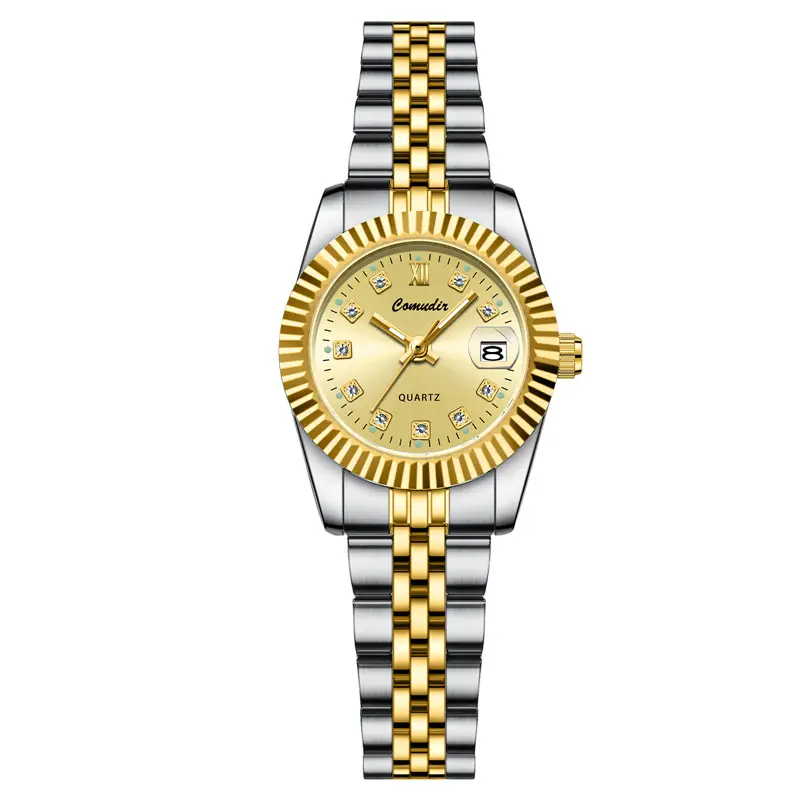 Couple Watches Gold Silver Quartz Calendar Pair - Image 4