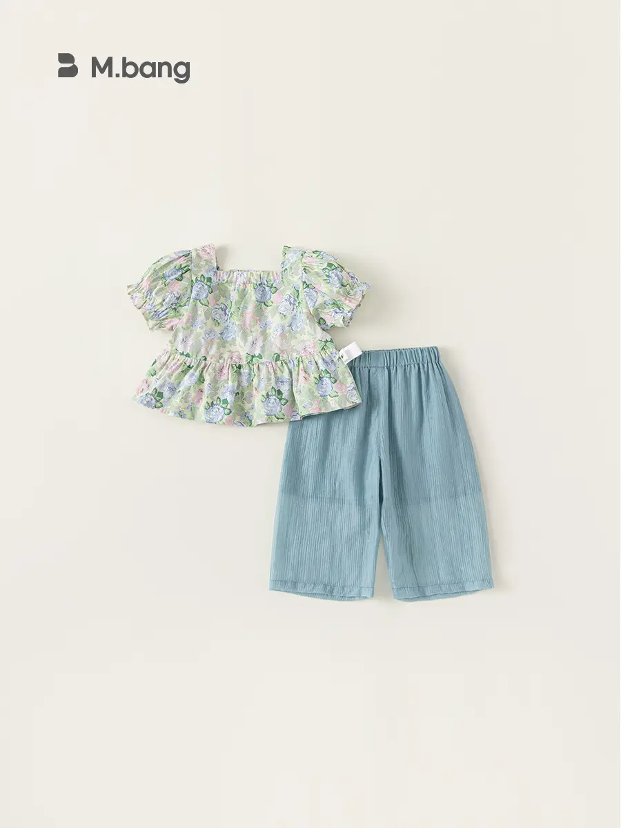 Baby Girl Floral Puff Top & Wide Leg Shorts Set - Image 5
