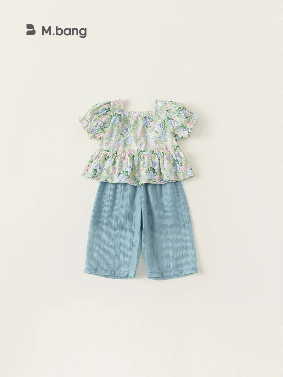 Baby Girl Floral Puff Top & Wide Leg Shorts Set - Image 7