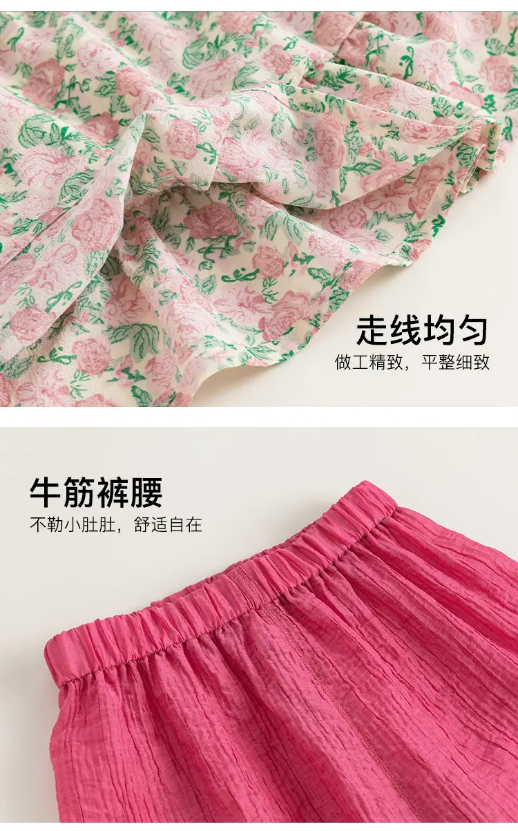 Baby Girl Floral Puff Top & Wide Leg Shorts Set — feature 16